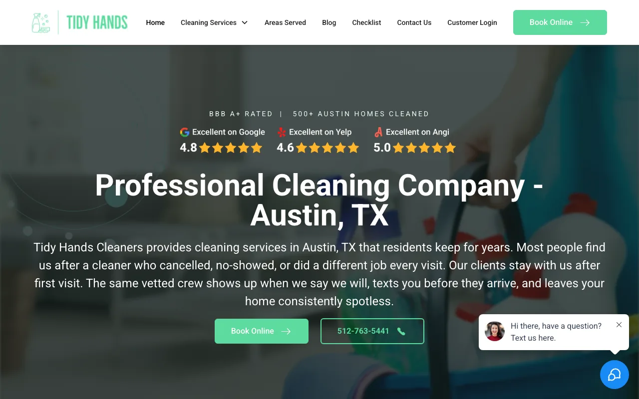 Tidy Hands Cleaners homepage