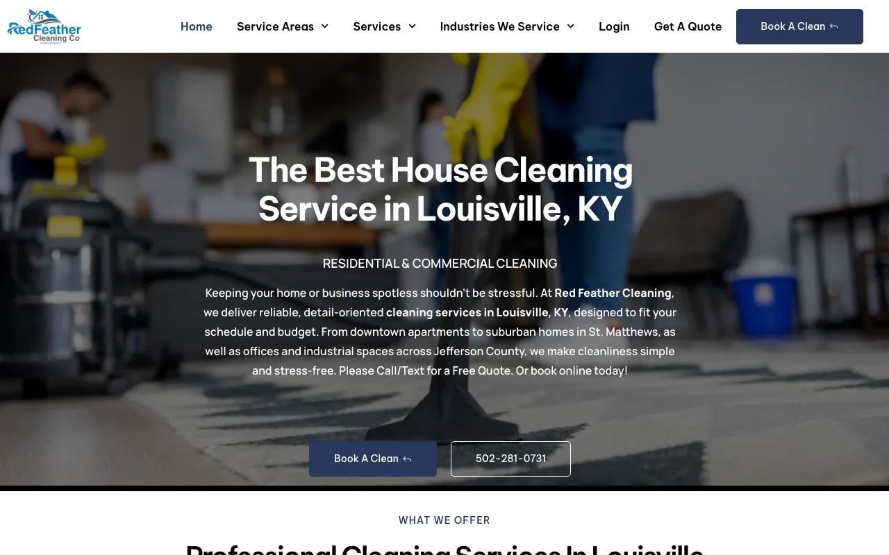 Red Feather Cleaning homepage