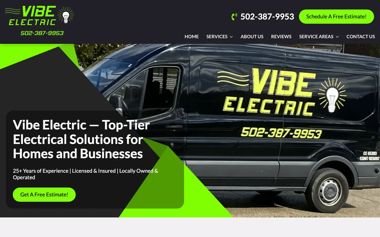 Vibe Electric homepage