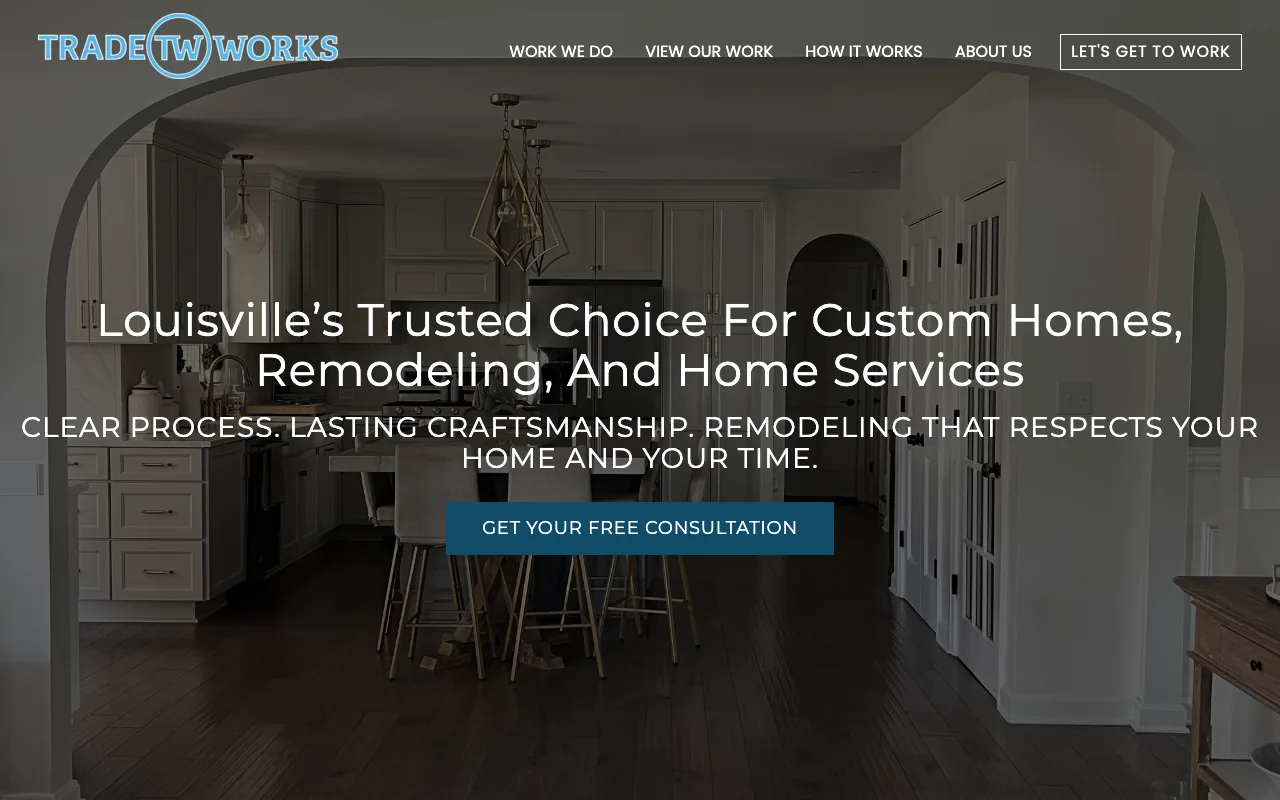 Trade Works Remodeling homepage