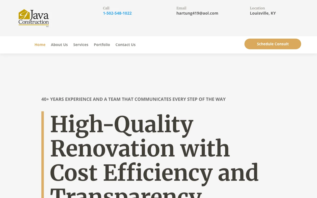 Java Construction homepage