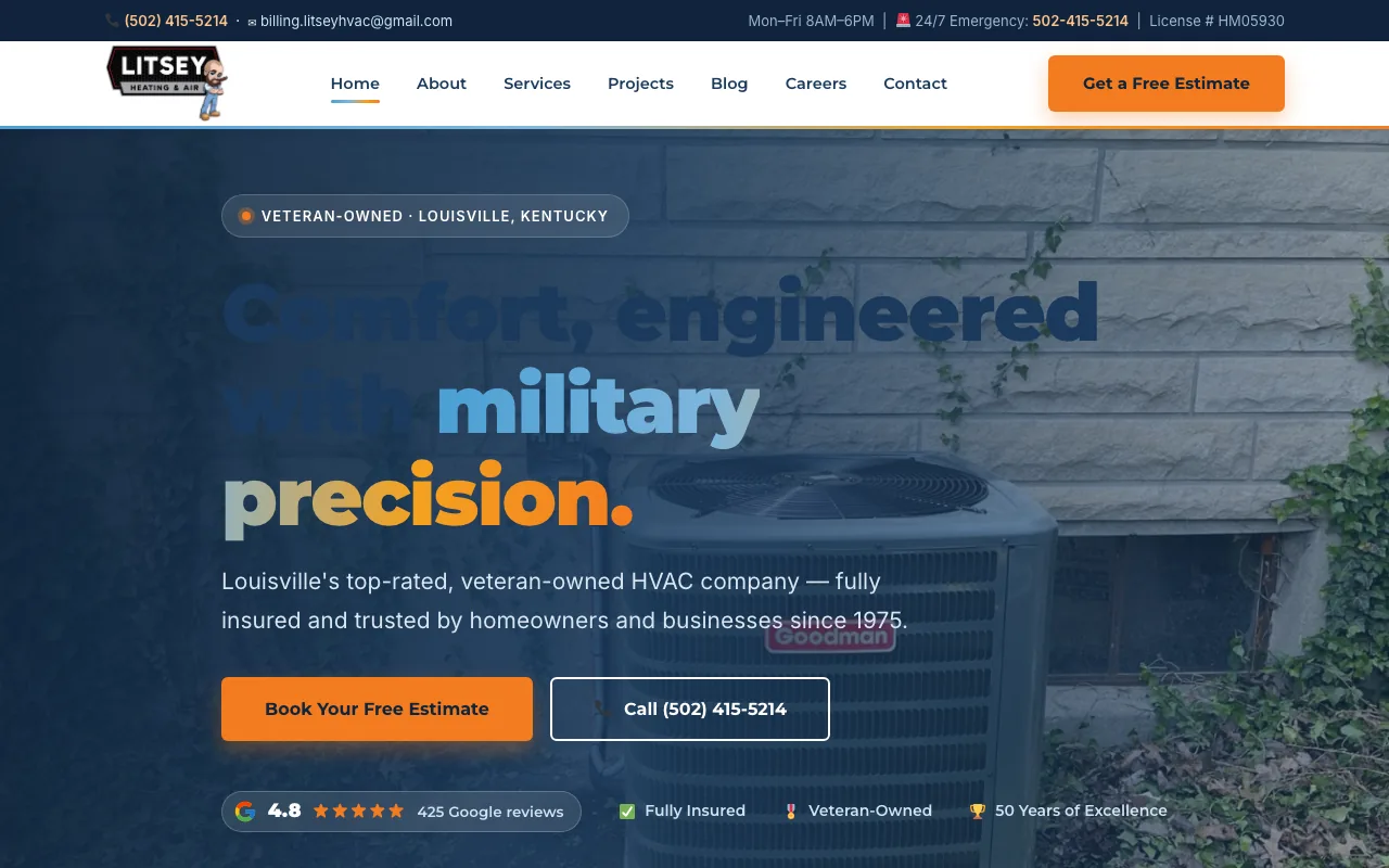 Litsey Heating and Air homepage