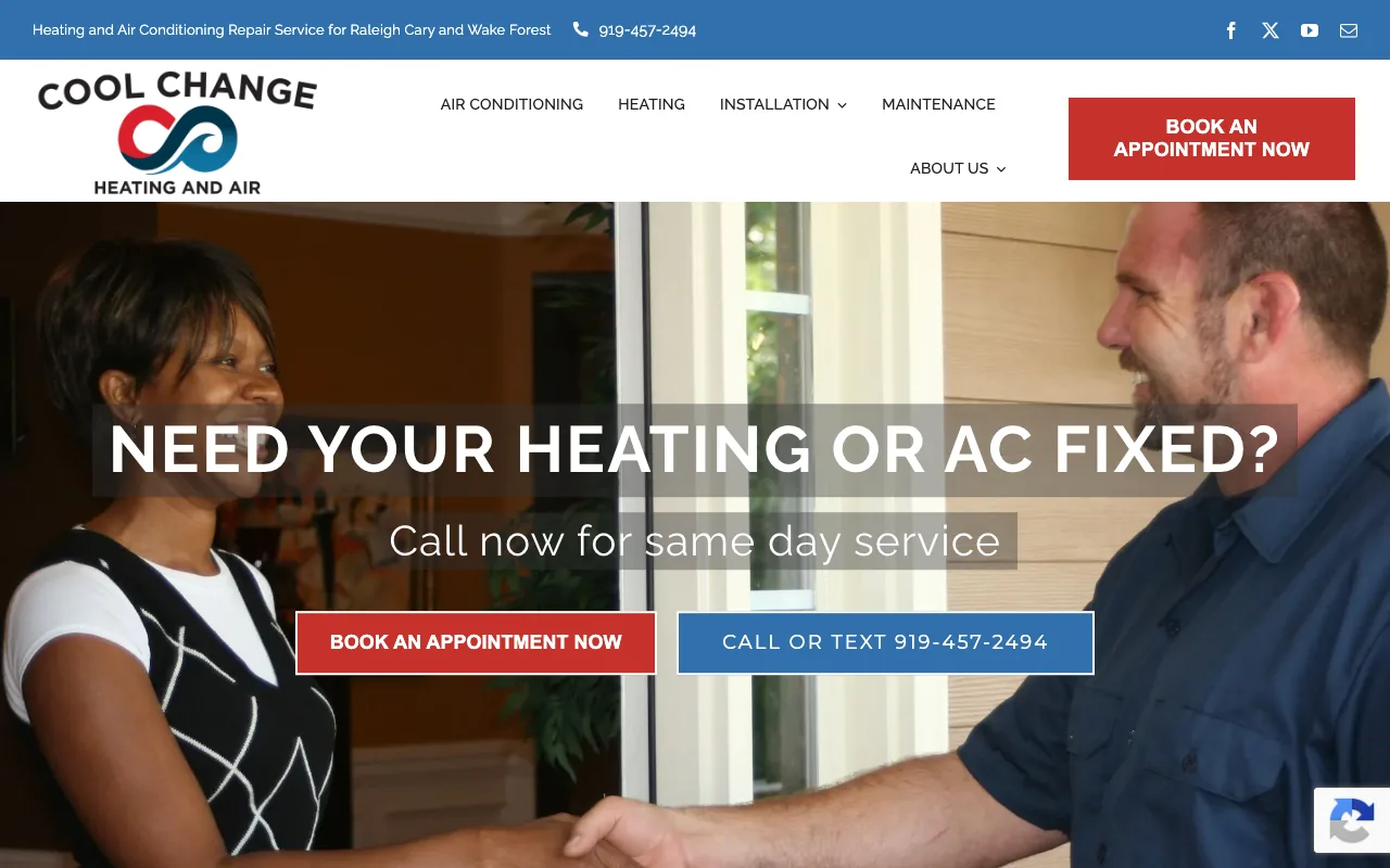 Cool Change Heating & Air homepage