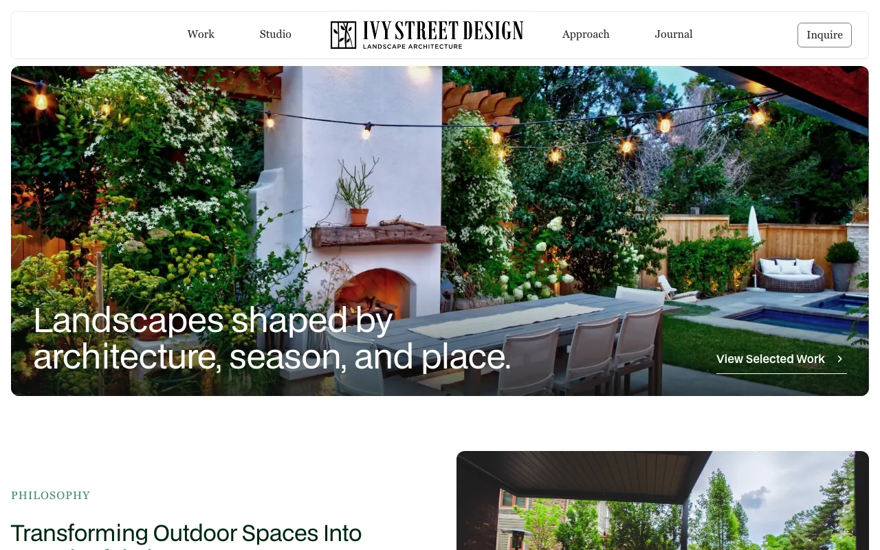 Ivy Street Design homepage