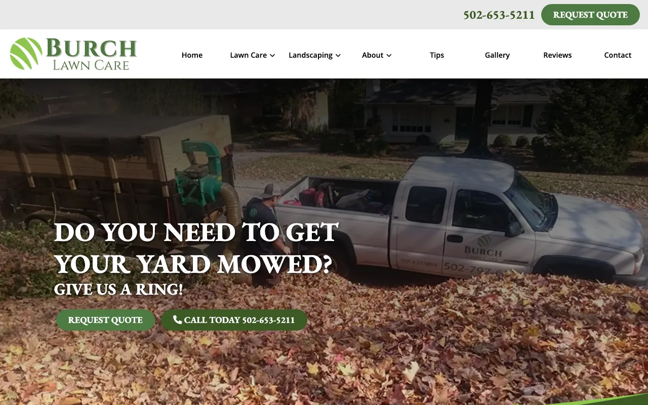 Burch Lawn Care homepage