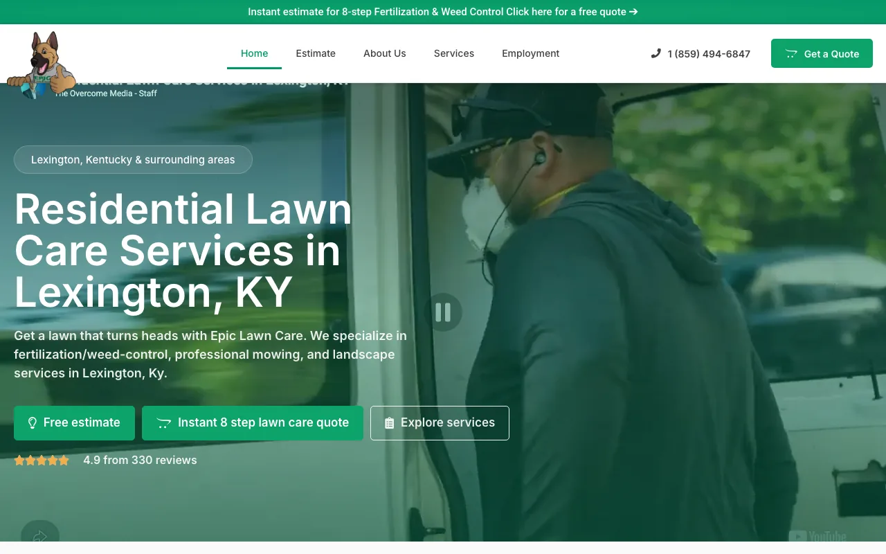 Epic Lawn Care homepage