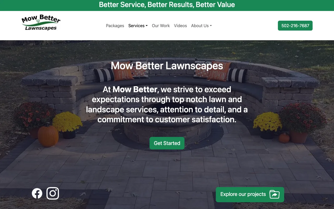 Mow Better Lawnscapes homepage