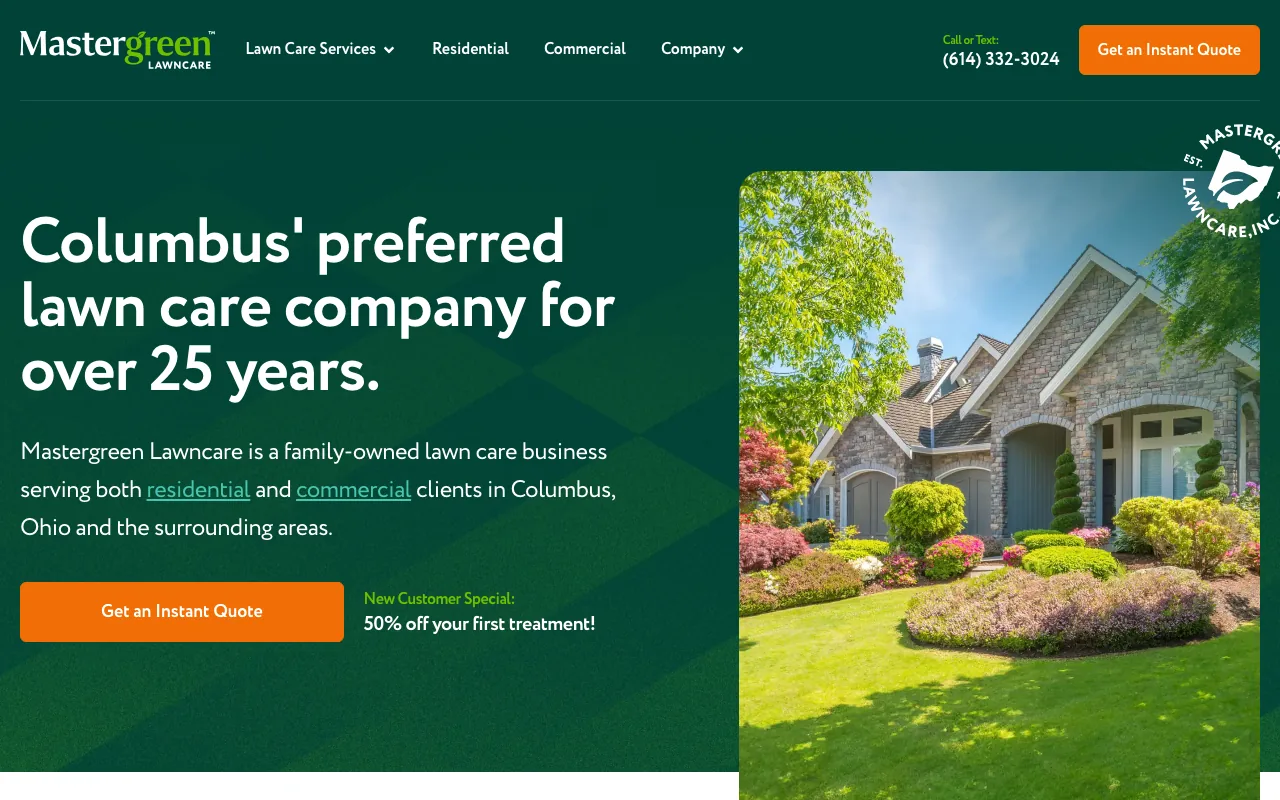 Mastergreen Lawncare homepage