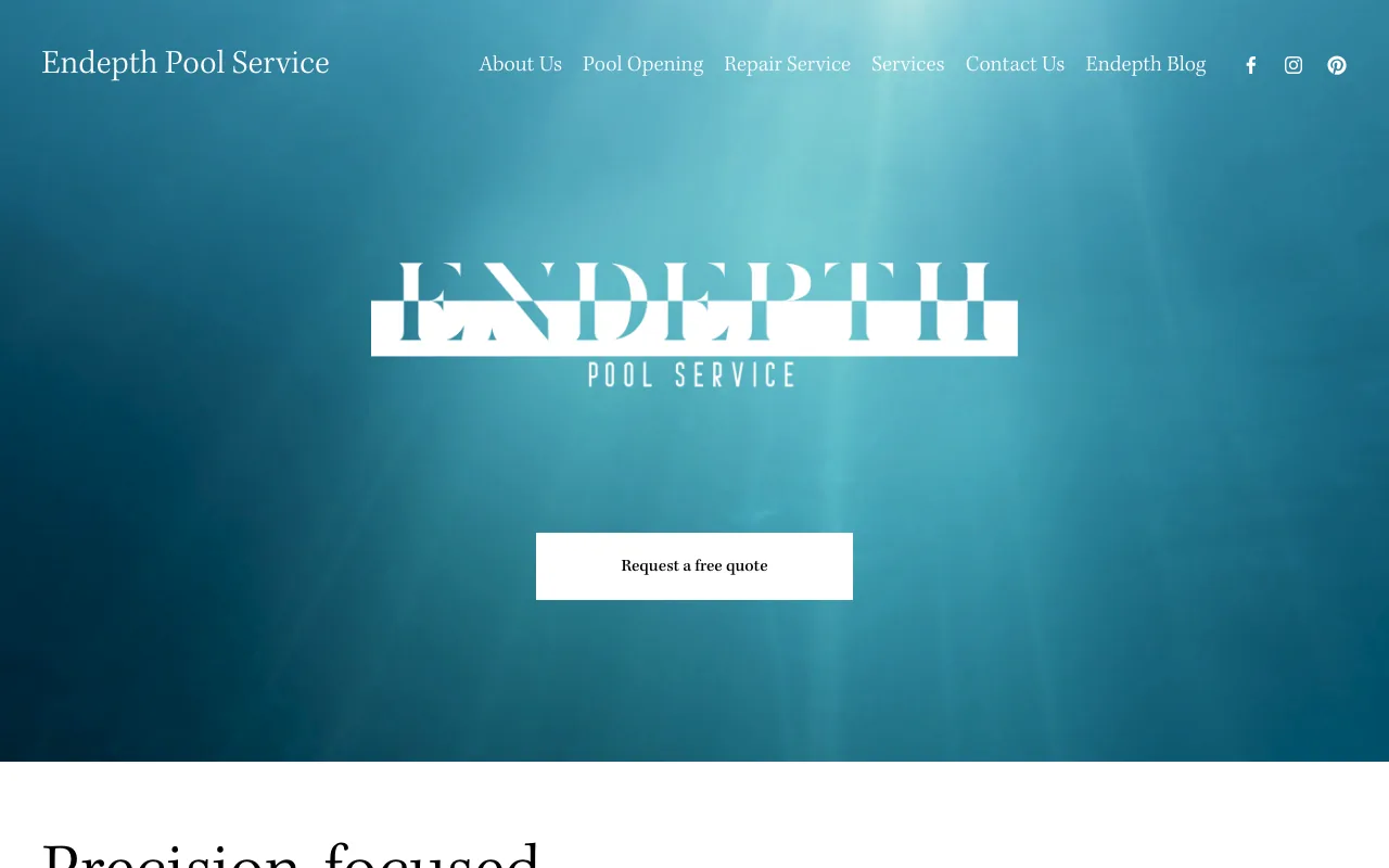 Endepth Pool Service homepage