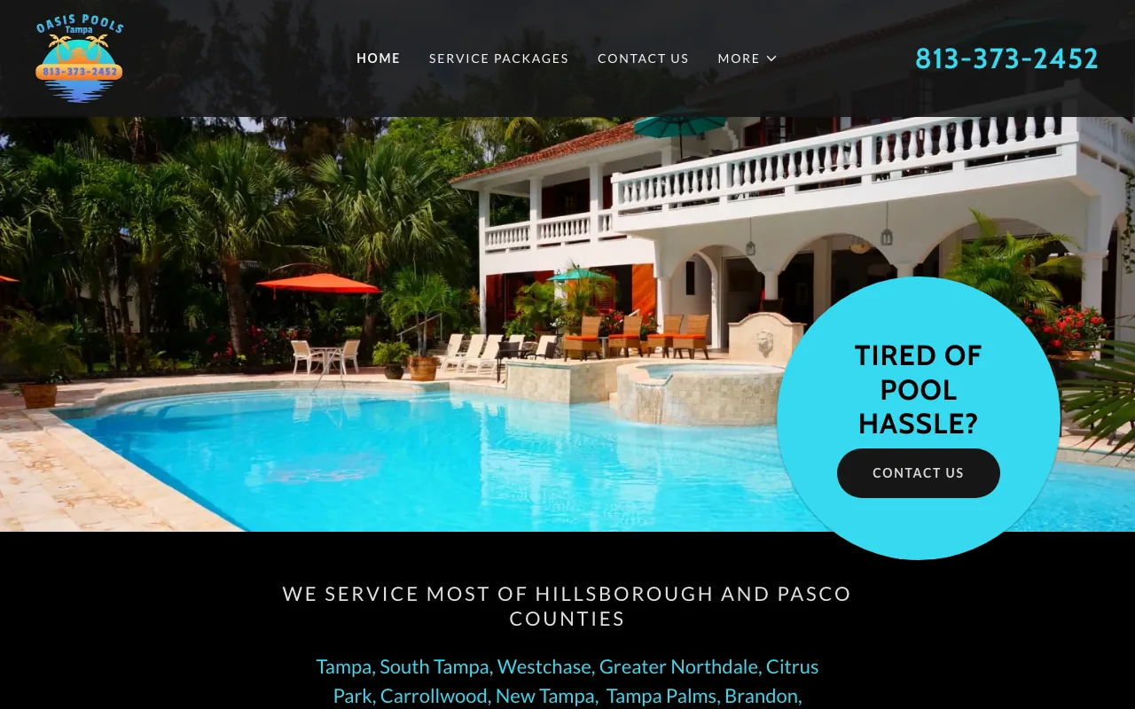 Oasis Pools homepage