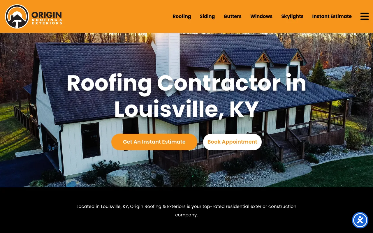 Origin Roofing & Exteriors homepage
