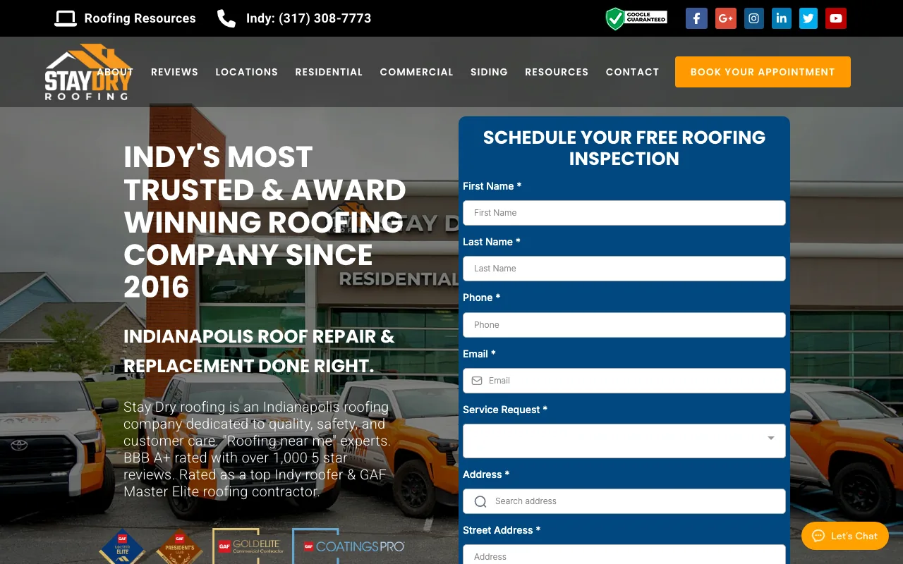 Stay Dry Roofing homepage