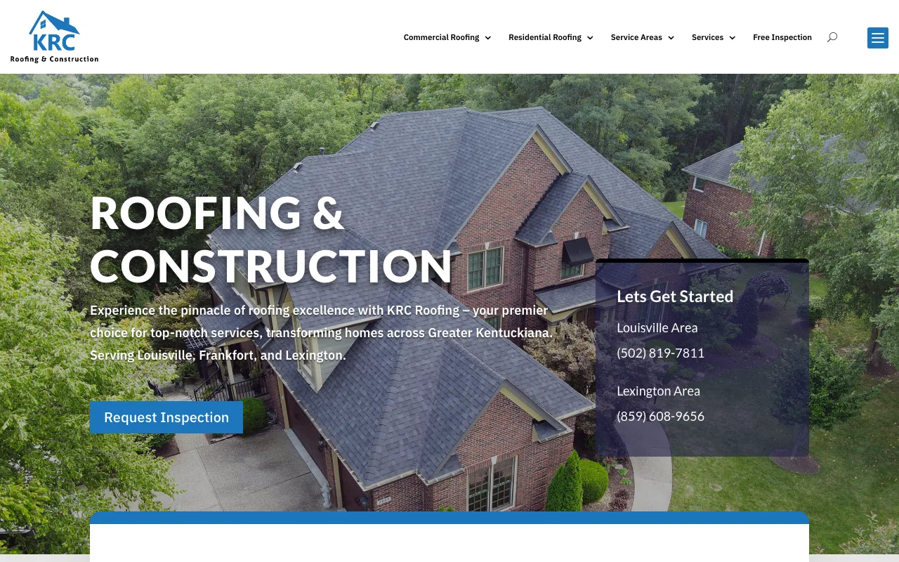 KRC Roofing and Construction homepage