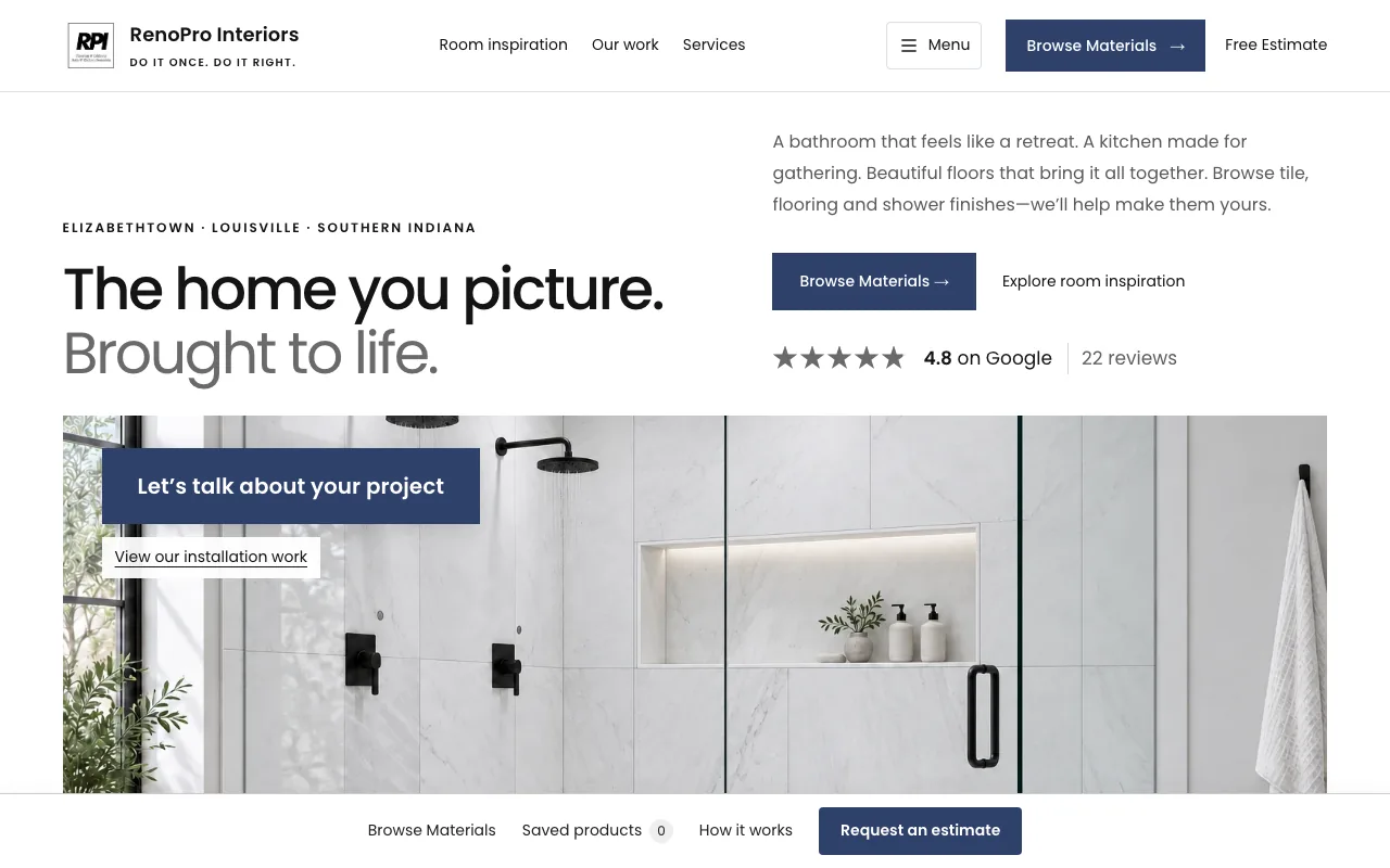 RenoPro Interiors homepage