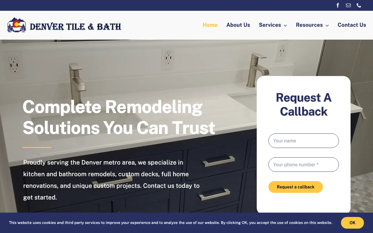 Denver Tile and Bath homepage