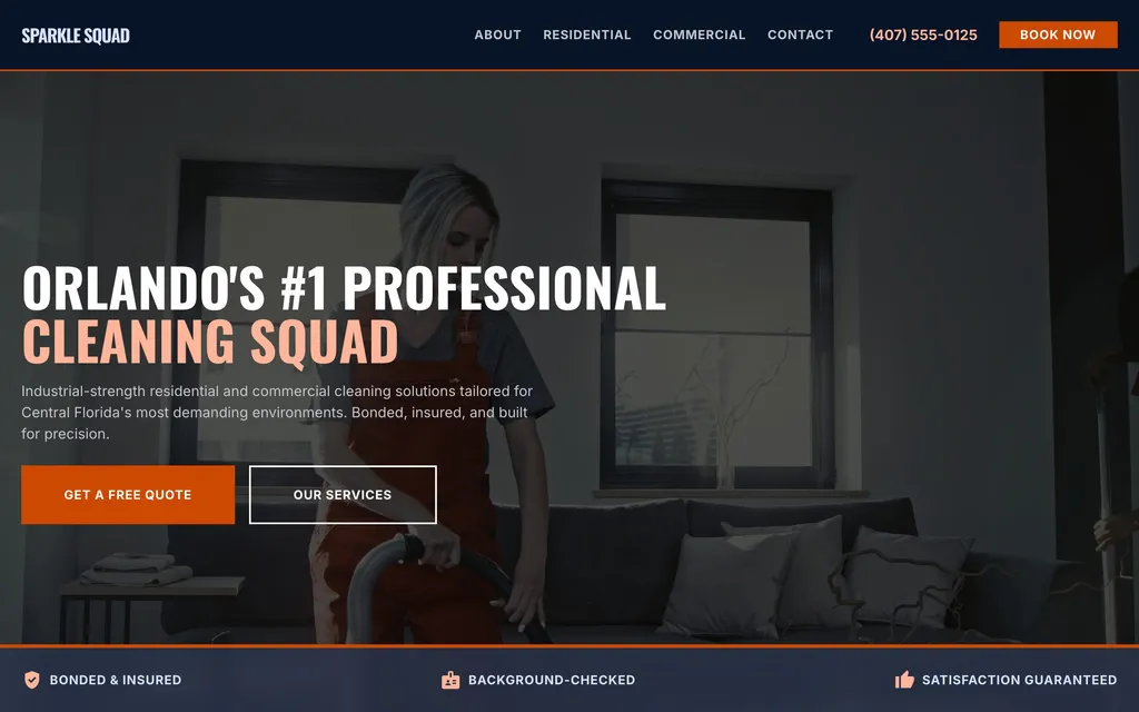 Cleaning website mockup example