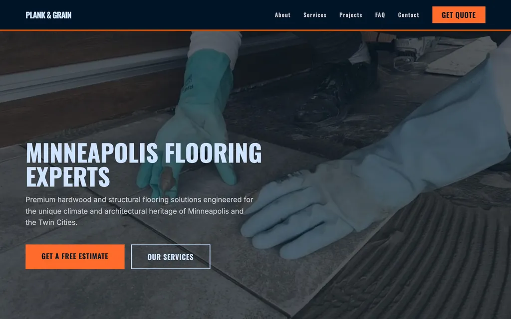Flooring website mockup example