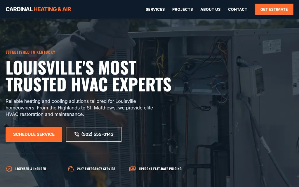 HVAC website mockup example