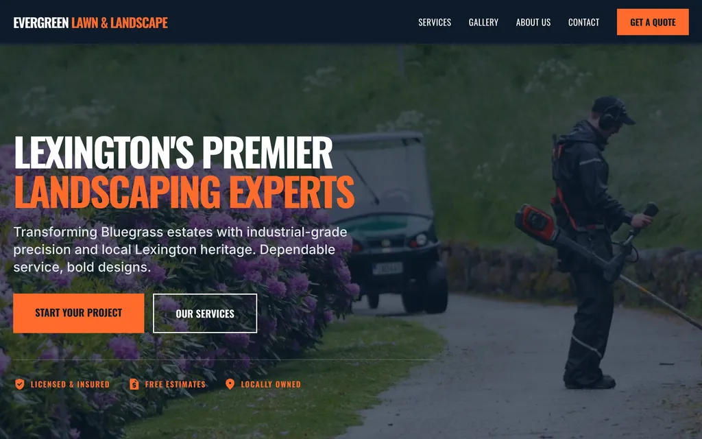 Lawn Care website mockup example