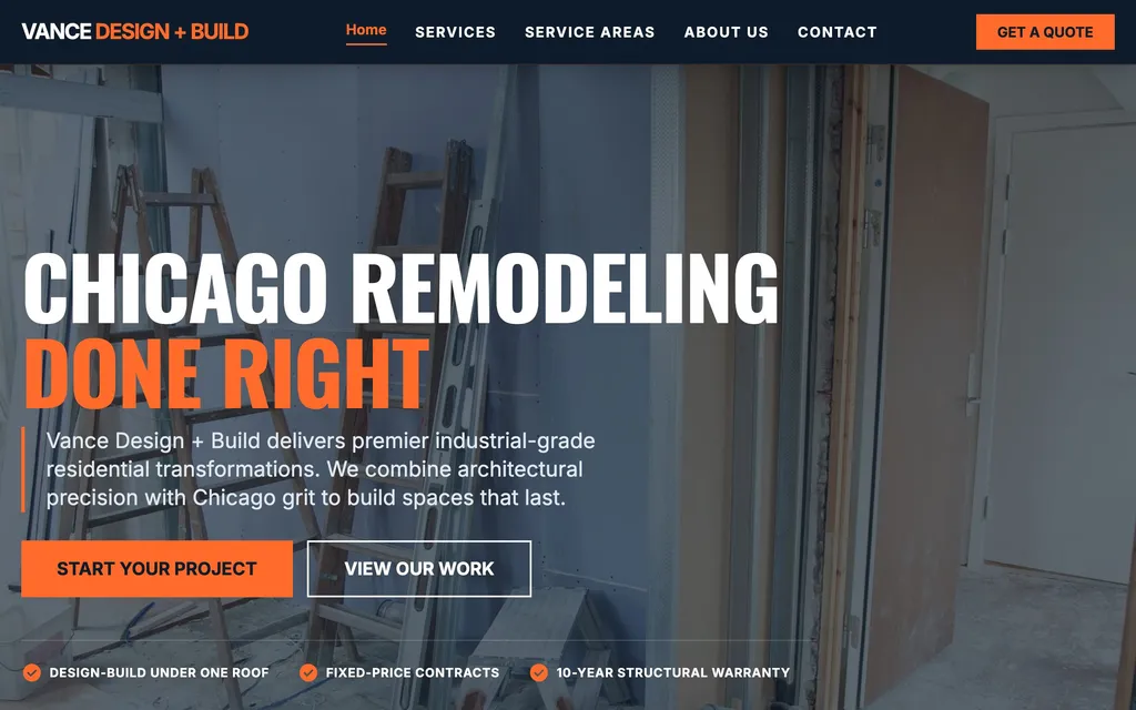 Remodeling website mockup example