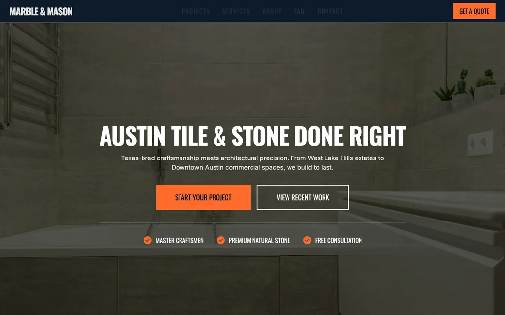 Tile & Stone website mockup example