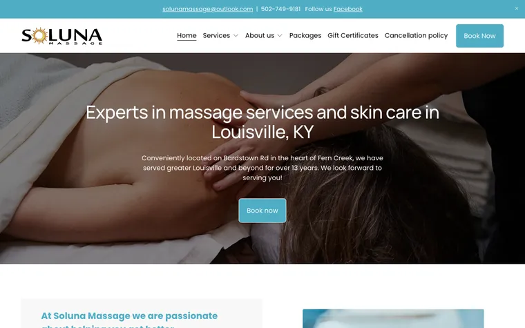 Soluna Massage website