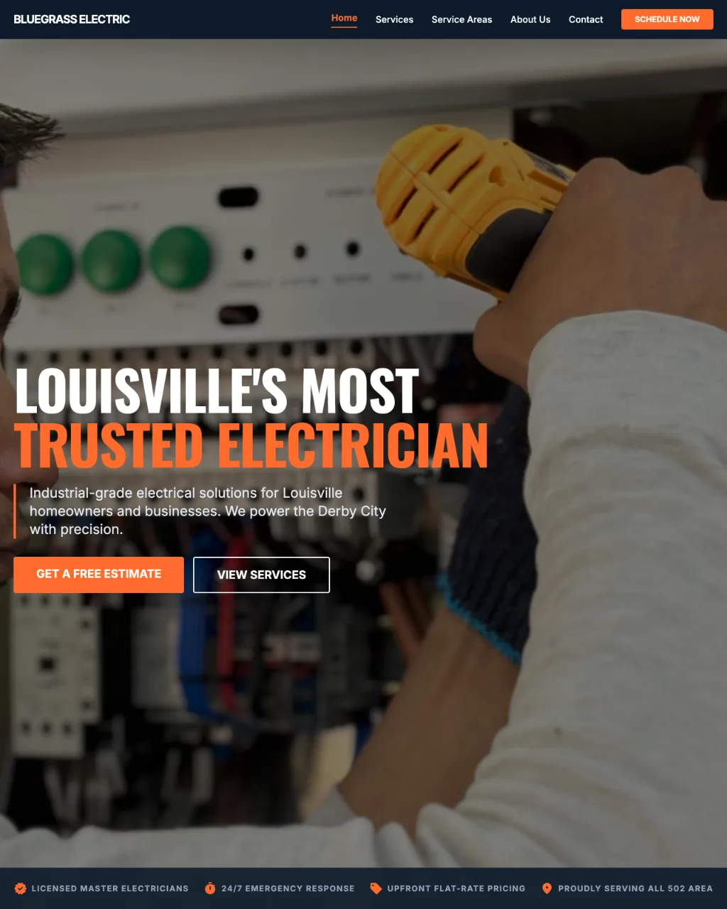Electrical home service website mockup