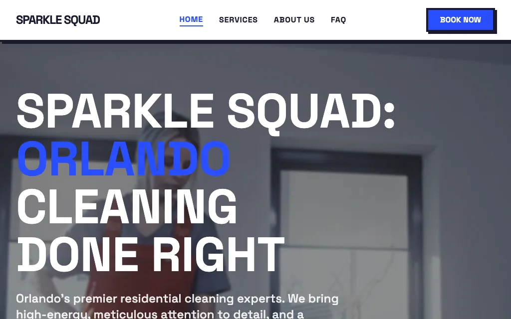 Sparkle Squad Cleaning — Playful & Creative cleaning website example