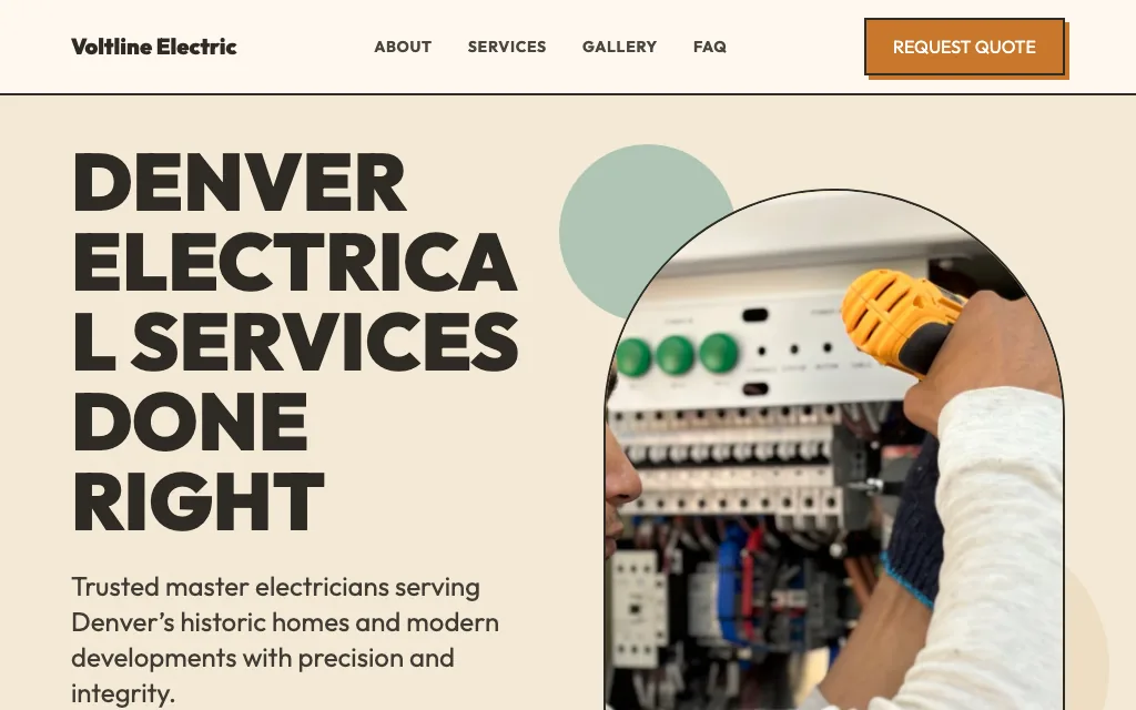 Voltline Electric — Mid-Century Modern electrician website example