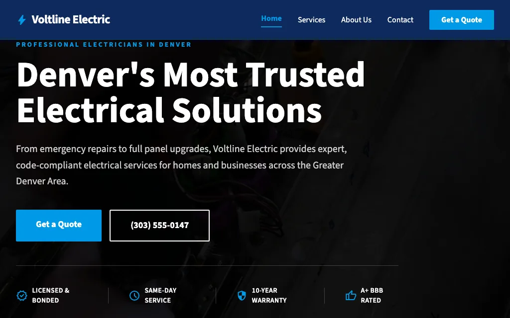 Voltline Electric — Corporate Pro electrician website example