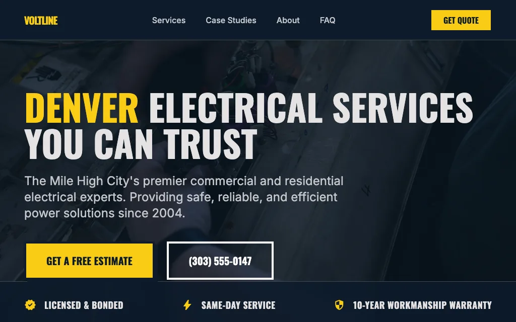 Voltline Electric — Bold & Modern electrician website example