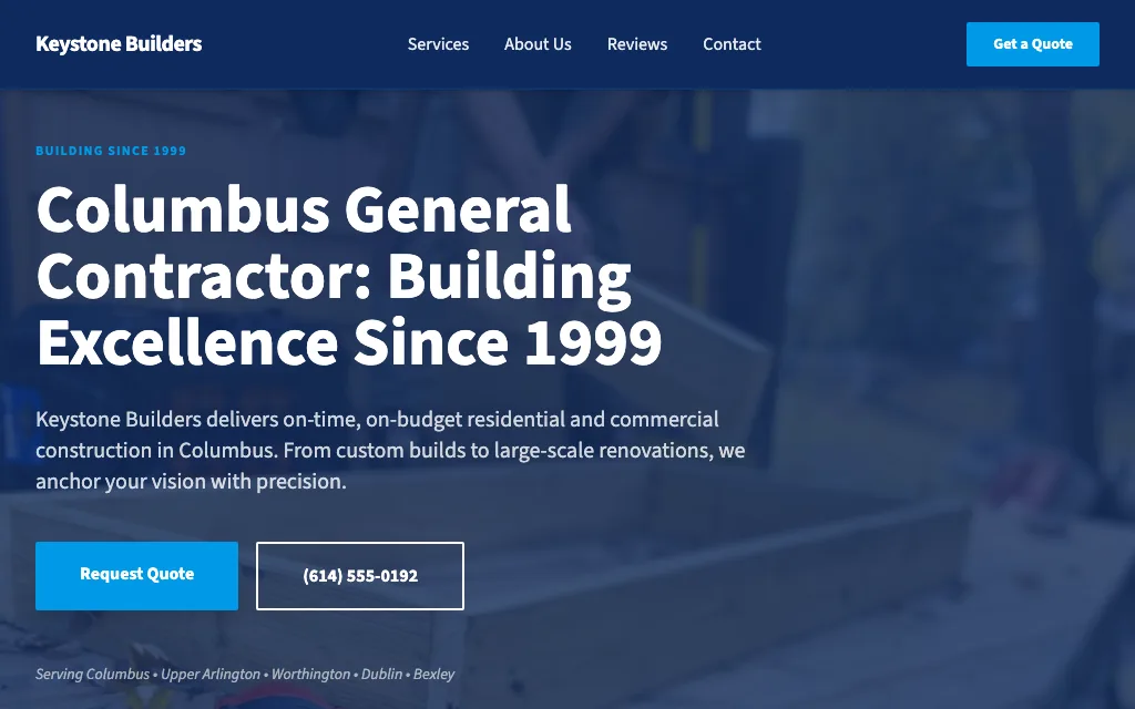 Keystone Builders — Corporate Pro general contractor website example
