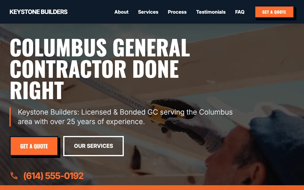 Keystone Builders — Bold & Modern general contractor website example