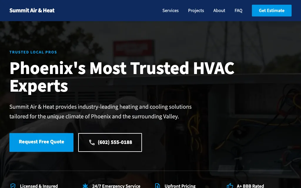 Summit Air & Heat — Corporate Pro HVAC website example