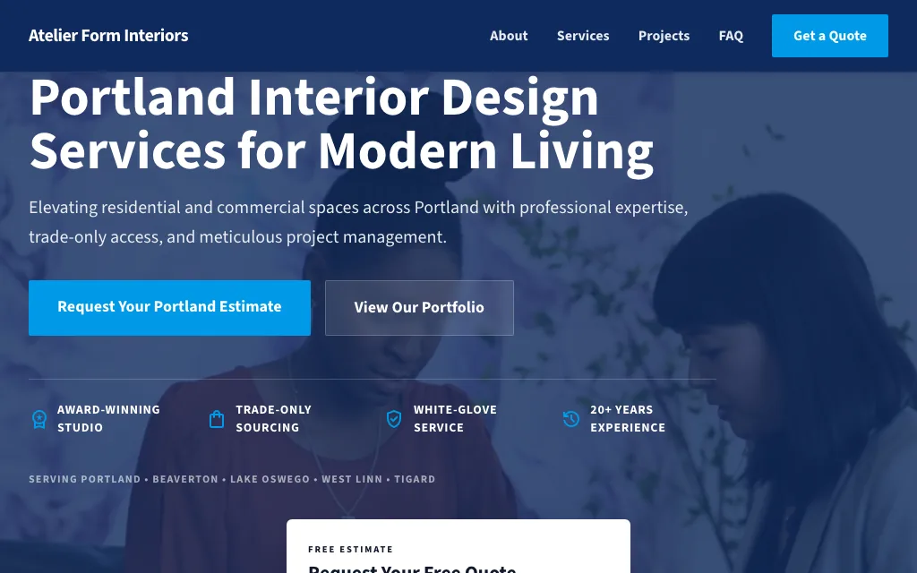 Atelier Form Interiors — Corporate Pro interior design website example