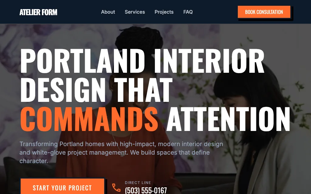 Atelier Form Interiors — Bold & Modern interior design website example