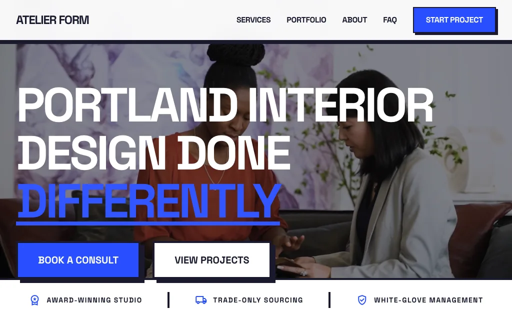 Atelier Form Interiors — Playful & Creative interior design website example