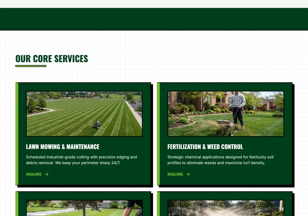 Landscaping services section from a real generated site