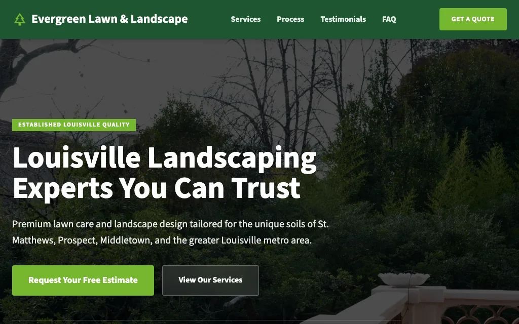 Evergreen Lawn & Landscape — Corporate Pro landscaping website example