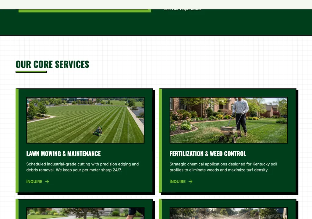 Lawn Care services section from a real generated site