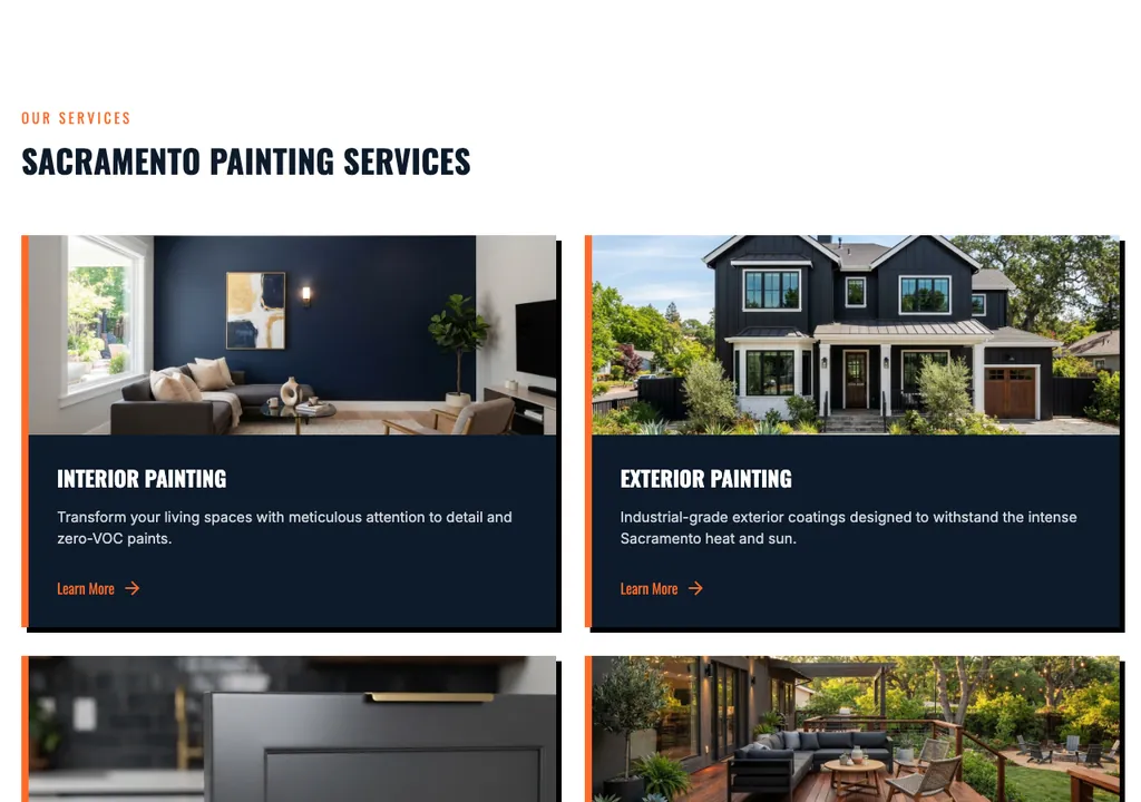 Painting services section from a real generated site