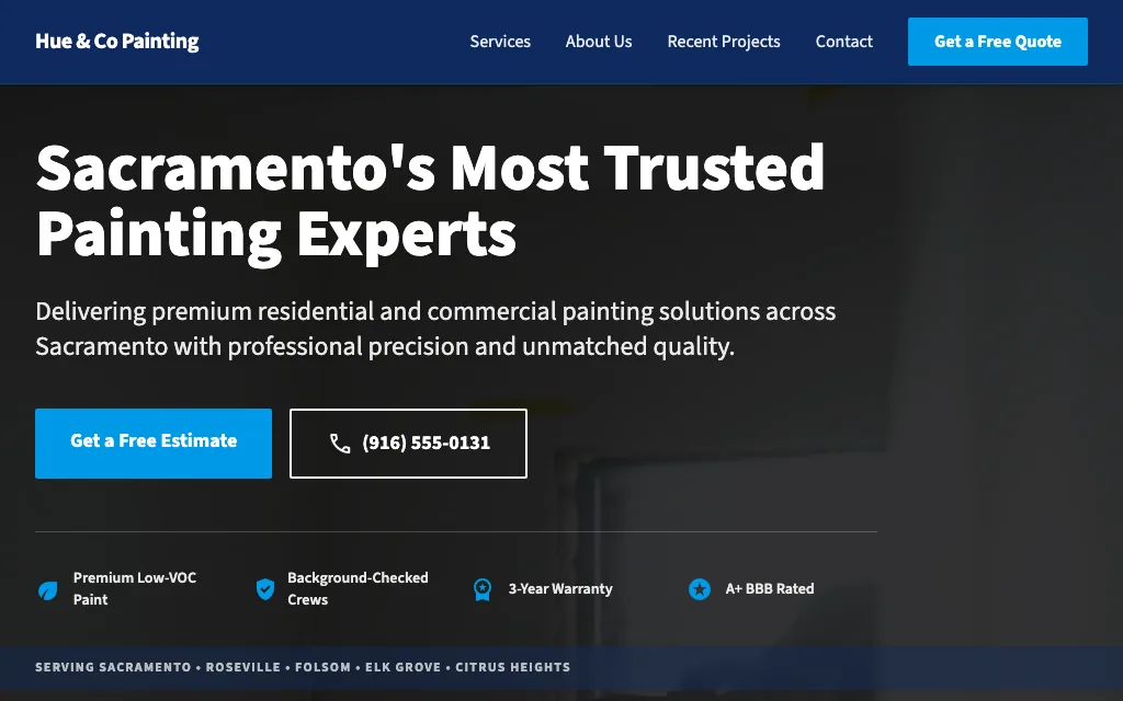Hue & Co Painting — Corporate Pro painting website example