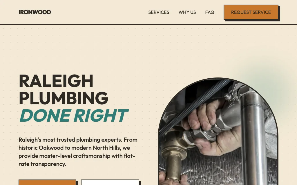 Ironwood Plumbing — Mid-Century Modern plumbing website example