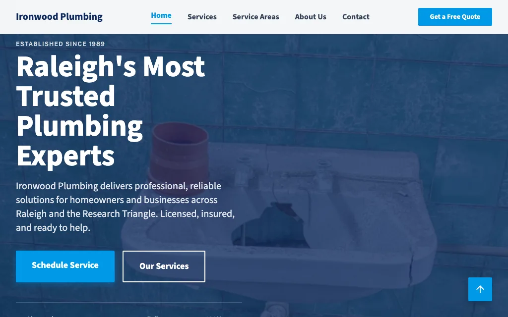 Ironwood Plumbing — Corporate Pro plumbing website example