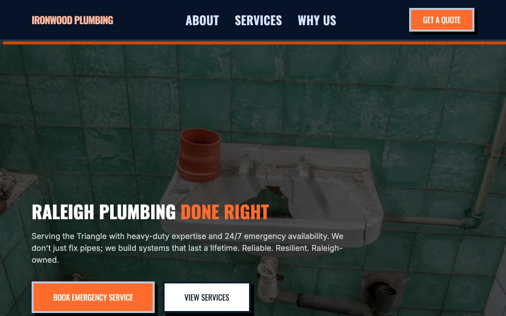 Ironwood Plumbing — Bold & Modern plumbing website example