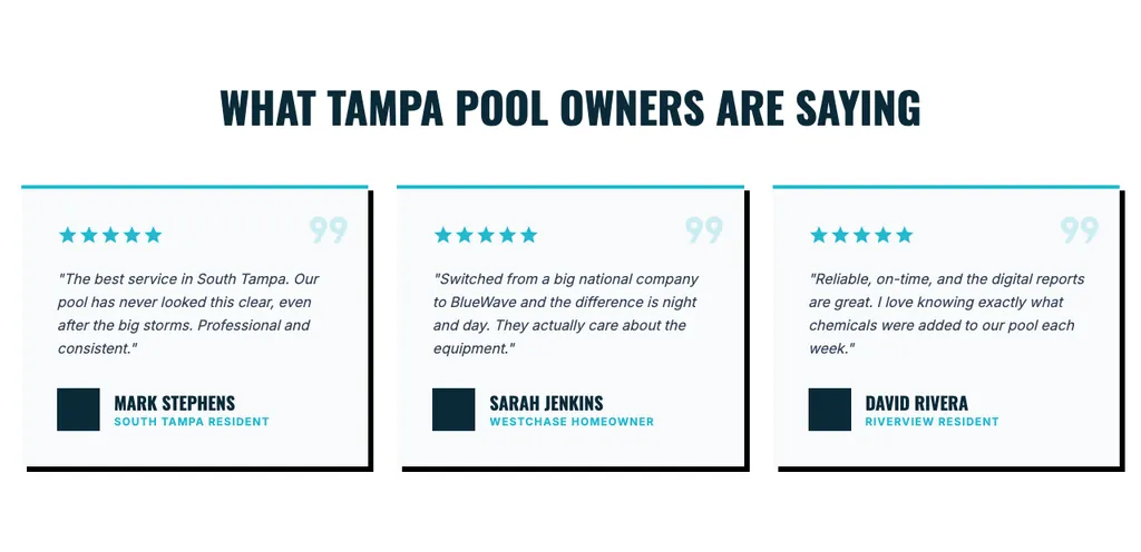 Pool Service reviews section from a real generated site