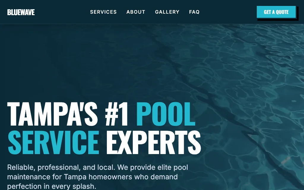 BlueWave Pool Service — Bold & Modern pool service website example
