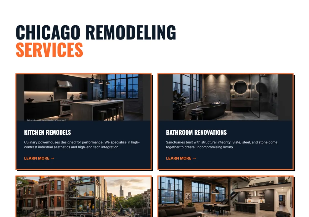 Remodeling services section from a real generated site