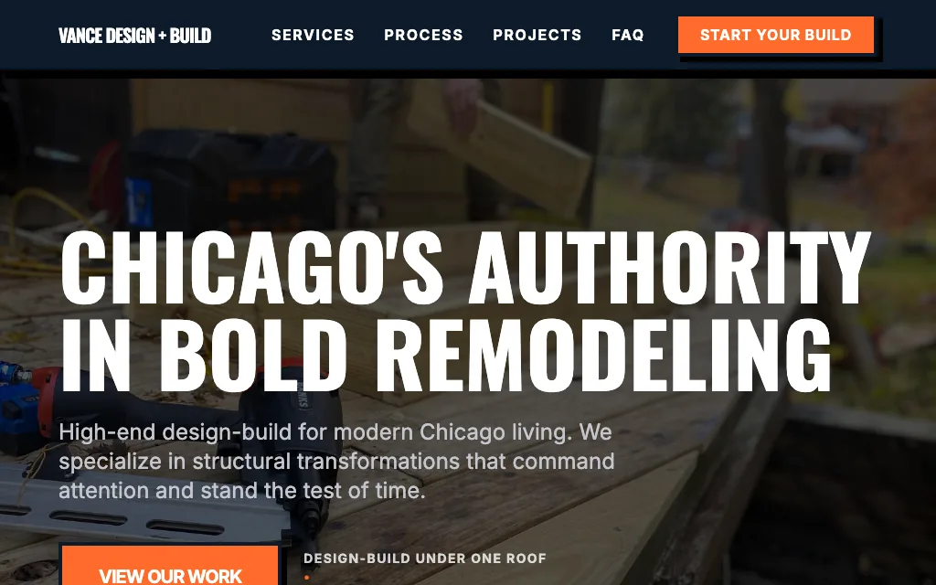 Vance Design + Build — Bold & Modern remodeling website example