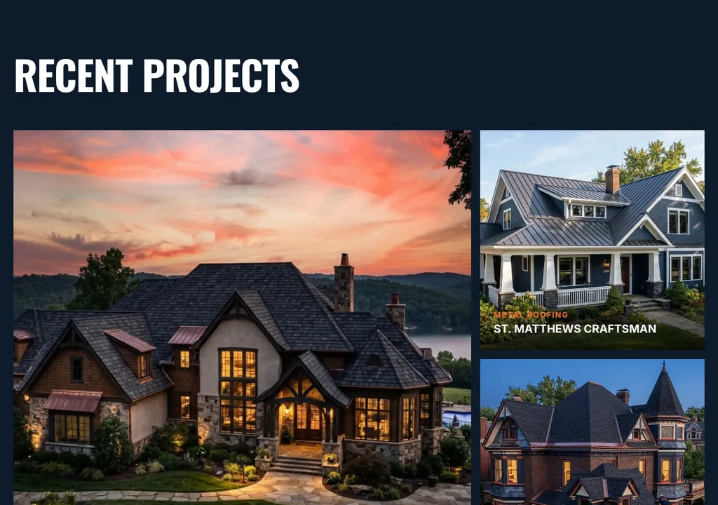 A project gallery on a contractor website